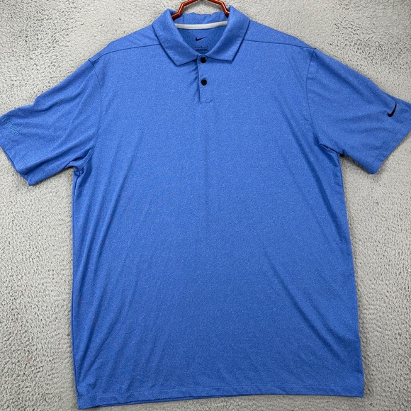 Nike Shirt Golf Polo Mens Large Blue Rugby Short Sleeve Performance Tech Stretch - Picture 3 of 10